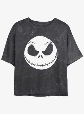 Disney The Nightmare Before Christmas Big Face Jack Mineral Wash Womens Crop T-Shirt