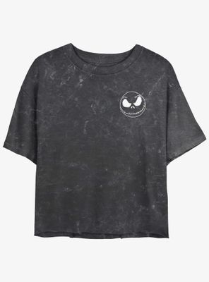 Disney The Nightmare Before Christmas Jack Skellington Pocket Mineral Wash Womens Crop T-Shirt