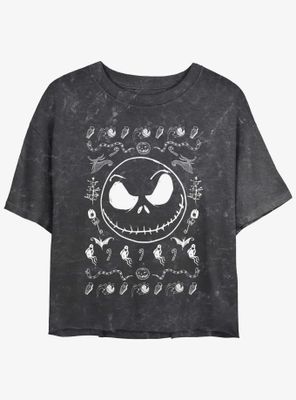 Disney The Nightmare Before Christmas Jack Spooky Icons Mineral Wash Womens Crop T-Shirt