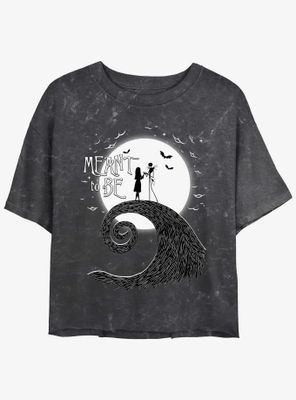 Disney The Nightmare Before Christmas Jack and Sally Meant To Be Mineral Wash Womens Crop T-Shirt