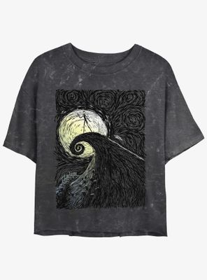 Disney The Nightmare Before Christmas Jack On Spiral Hill Mineral Wash Womens Crop T-Shirt
