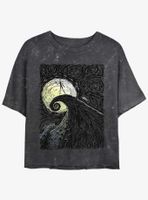Disney The Nightmare Before Christmas Jack On Spiral Hill Mineral Wash Womens Crop T-Shirt