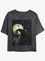Disney The Nightmare Before Christmas Jack On Spiral Hill Mineral Wash Womens Crop T-Shirt