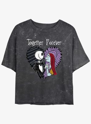 Disney The Nightmare Before Christmas Jack and Sally Together Forever Mineral Wash Womens Crop T-Shirt