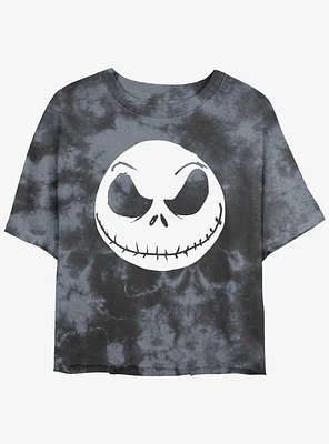 Disney The Nightmare Before Christmas Big Face Jack Tie-Dye Womens Crop T-Shirt