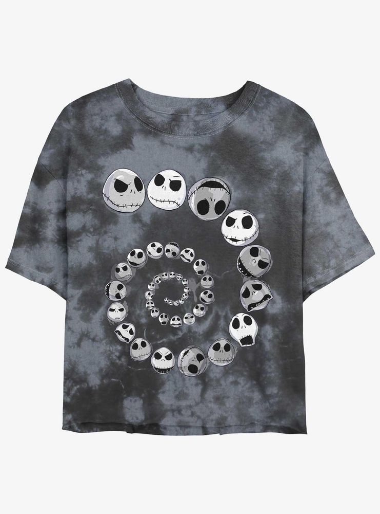 Disney The Nightmare Before Christmas Jack Emotions Spiraling Tie-Dye Womens Crop T-Shirt