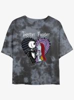 Disney The Nightmare Before Christmas Jack and Sally Together Forever Tie-Dye Womens Crop T-Shirt