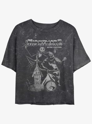 Disney The Nightmare Before Christmas Jack and Boogie Mineral Wash Womens Crop T-Shirt