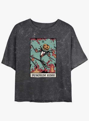 Disney The Nightmare Before Christmas Jack Pumpkin King Card Mineral Wash Womens Crop T-Shirt