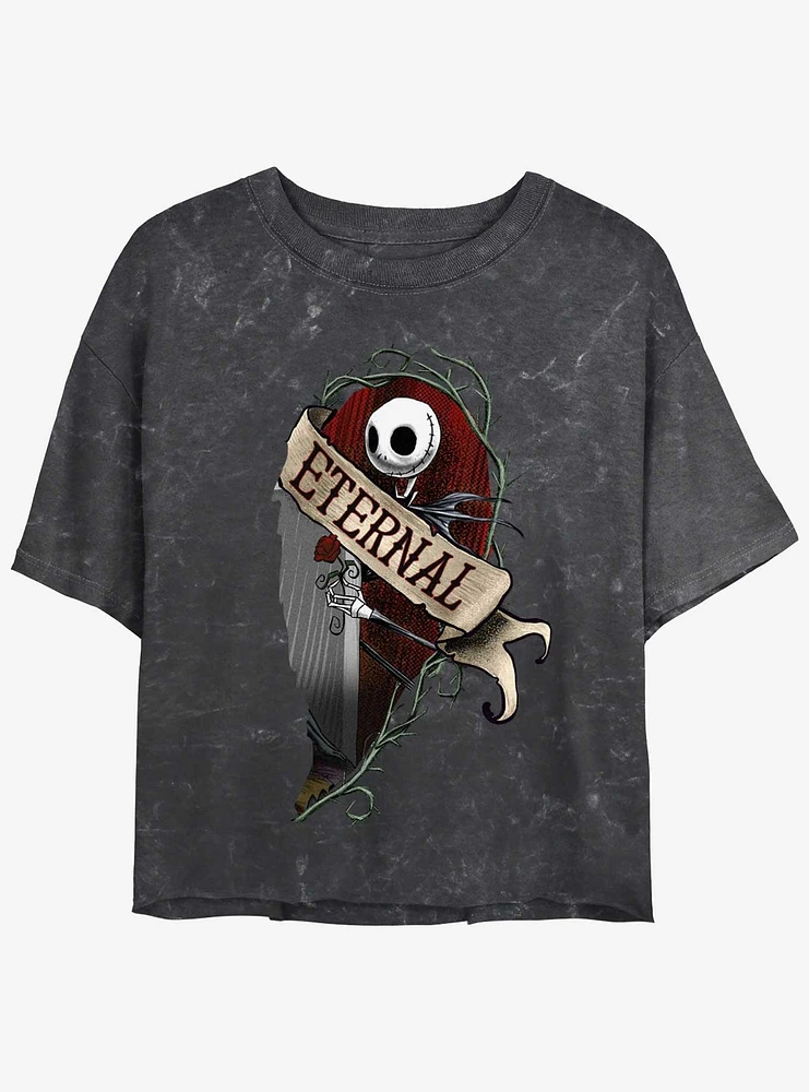 Disney The Nightmare Before Christmas Jack Eternally Mineral Wash Womens Crop T-Shirt