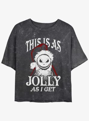 Disney The Nightmare Before Christmas Jolly Santa Jack Mineral Wash Womens Crop T-Shirt