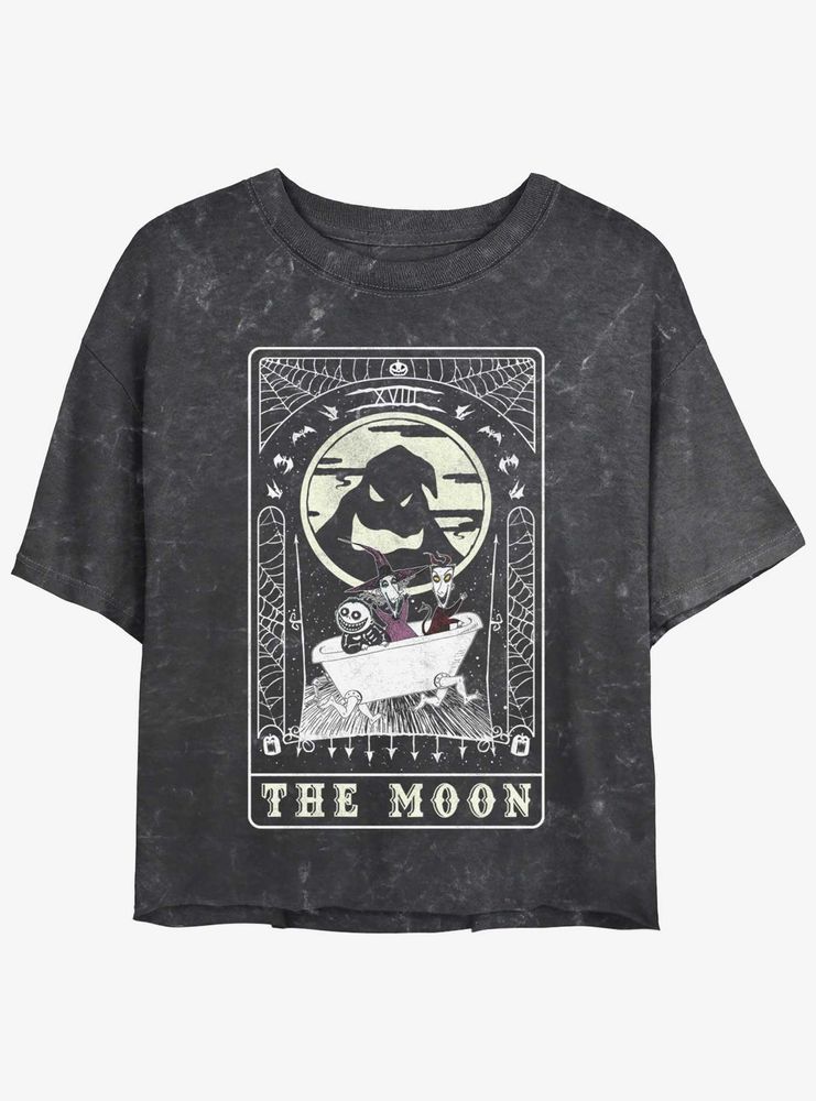 Disney The Nightmare Before Christmas Moon Tarot Card Mineral Wash Womens Crop T-Shirt