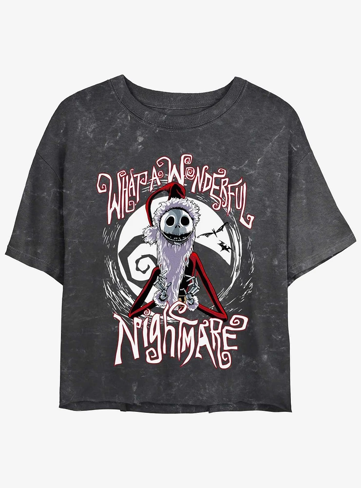 Disney The Nightmare Before Christmas Santa Jack Wonderful Mineral Wash Womens Crop T-Shirt