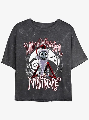 Disney The Nightmare Before Christmas Santa Jack Wonderful Mineral Wash Womens Crop T-Shirt