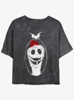 Disney The Nightmare Before Christmas Santa Jack Mineral Wash Womens Crop T-Shirt