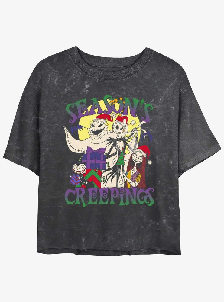 Disney The Nightmare Before Christmas Season's Creepings Mineral Wash Womens Crop T-Shirt