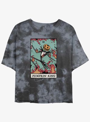 Disney The Nightmare Before Christmas Jack Pumpkin King Card Tie-Dye Womens Crop T-Shirt
