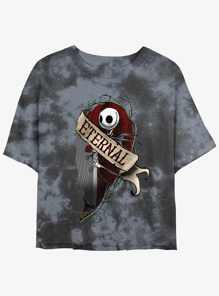 Disney The Nightmare Before Christmas Jack Eternally Tie-Dye Womens Crop T-Shirt