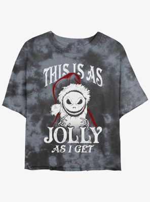Disney The Nightmare Before Christmas Jolly Santa Jack Tie-Dye Womens Crop T-Shirt