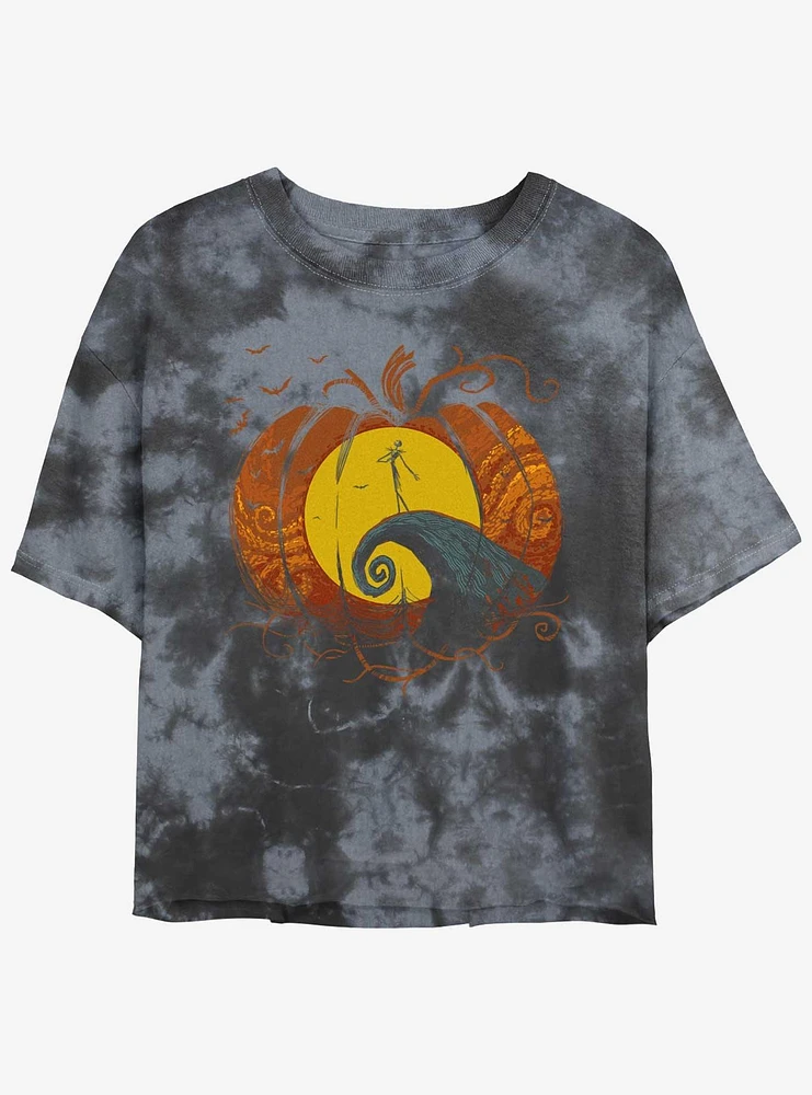 Disney The Nightmare Before Christmas Pumpkin King Lament Tie-Dye Womens Crop T-Shirt