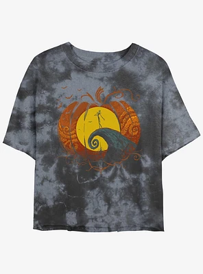 Disney The Nightmare Before Christmas Pumpkin King Lament Tie-Dye Womens Crop T-Shirt