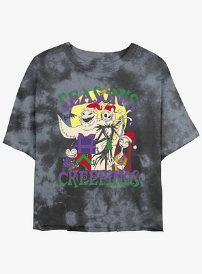 Disney The Nightmare Before Christmas Season's Creepings Tie-Dye Womens Crop T-Shirt