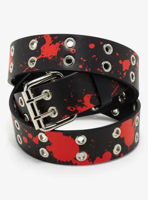 Black & Red Splatter Grommet Belt