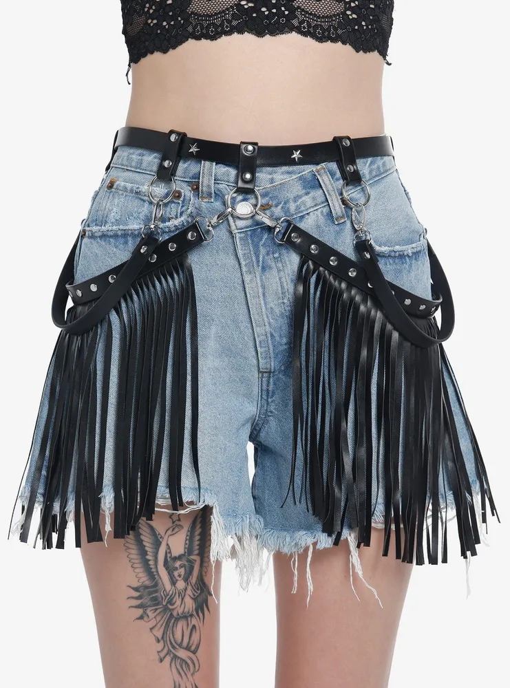 Black fringe belt