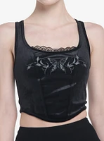 Cosmic Aura Black Velvet Butterfly Girls Corset Top