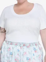 Sweet Society White Hearts Girls Crop Sweater Top Plus Size