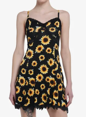 Sunflowers & Lace Slip Dress