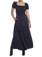 Cosmic Aura Purple Rose Maxi Dress