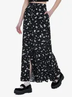 Black Celestial Moth Maxi Skirt