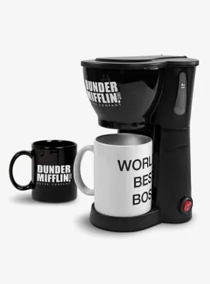 The Office Single Cup Coffee Maker Gift Set With 2 Mugs