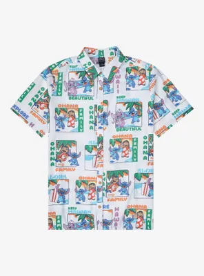 Disney Lilo & Stitch: The Series Character Allover Print Woven Button-Up - BoxLunch Exclusive