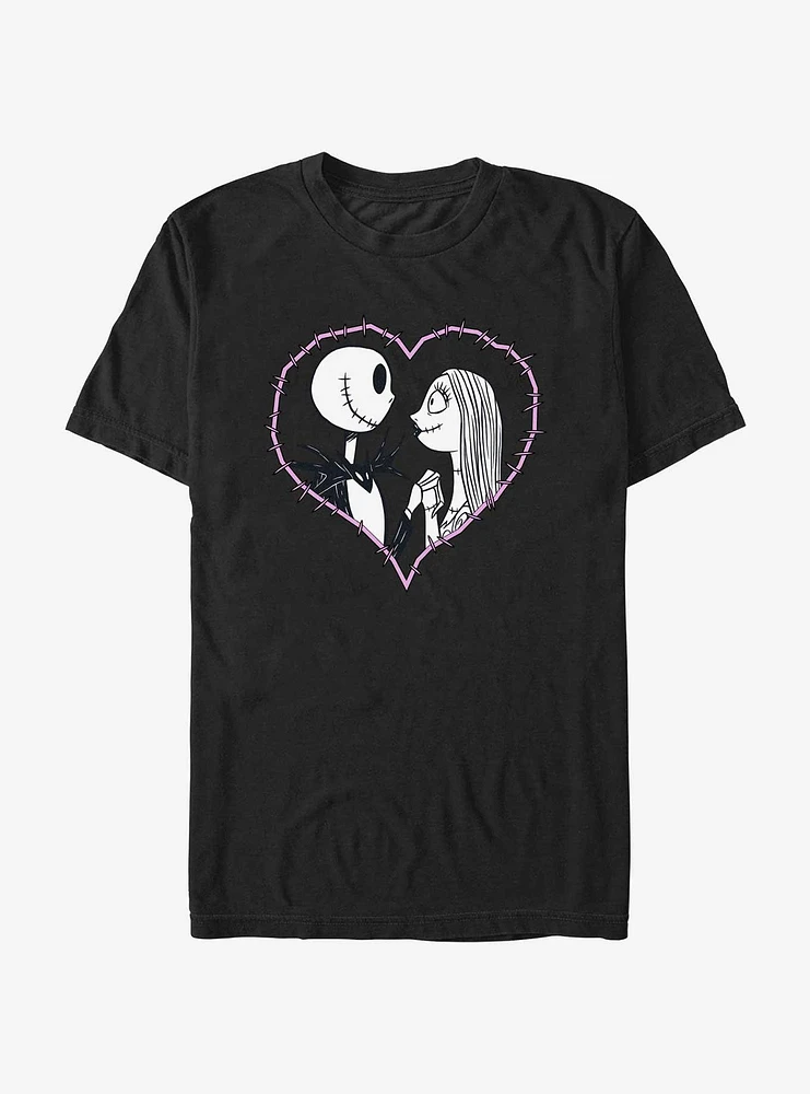 Disney The Nightmare Before Christmas Jack and Sally Heart Stitch T-Shirt