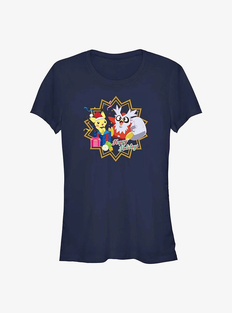 Pokemon Pichu and Delibird Holiday Party Girls T-Shirt