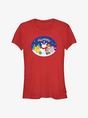 Pokemon Happy Holidays Snowman Girls T-Shirt