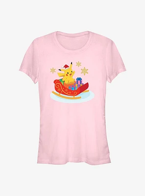 Pokemon Pikachu Sleigh Ride Girls T-Shirt