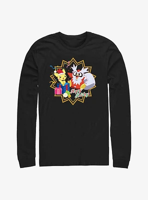 Pokemon Pichu and Delibird Holiday Party Long-Sleeve T-Shirt