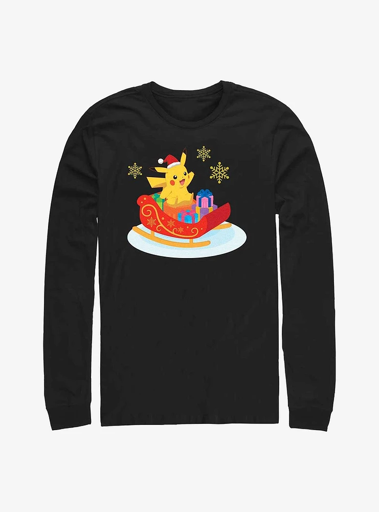 Pokemon Pikachu Sleigh Ride Long-Sleeve T-Shirt