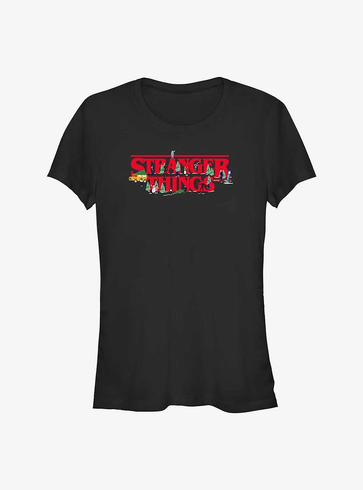 Stranger Things Christmas Scene Logo Girls T-Shirt
