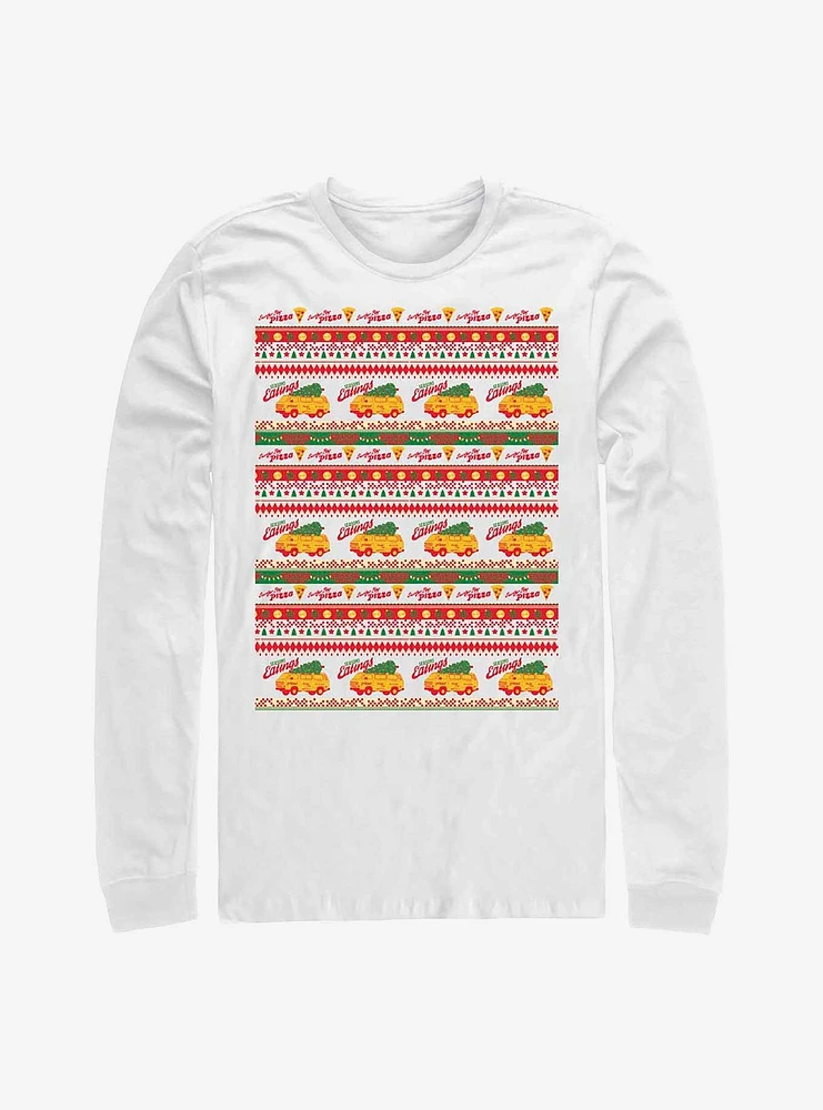 Stranger Things Surfer Boy Pizza Pattern Long-Sleeve T-Shirt