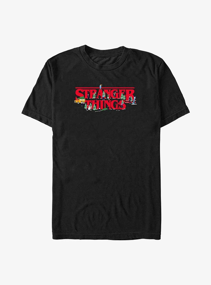 Stranger Things Christmas Scene Logo T-Shirt