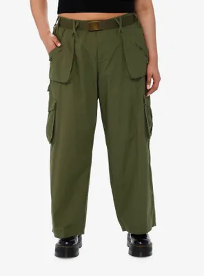 Green Cargo Work Pants Plus Size