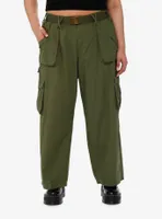 Green Cargo Work Pants Plus Size