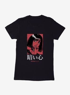 Artist Alley Anime Girl Dark Heart Womens T-Shirt