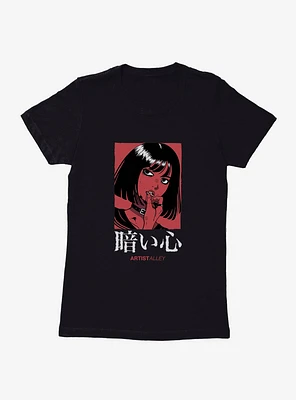 Artist Alley Anime Girl Dark Heart Womens T-Shirt