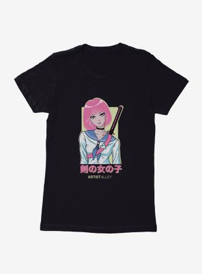 Artist Alley Anime Girl Sword Womens T-Shirt