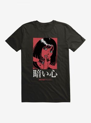 Artist Alley Anime Girl Dark Heart T-Shirt